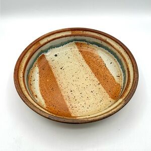 Signed Studio Artist Pottery, Shallow Dish in Earth Tones.